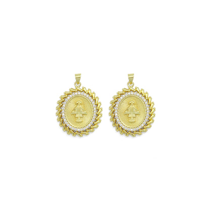 Clear CZ Oval CZ Saint Charm, Sku#LK940