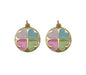 Gold CZ Enamel Colorful Heart Round Charm, Sku#LK696