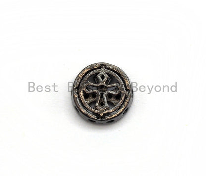 Black CZ Pave Cross Spacer Coin, sku#C99