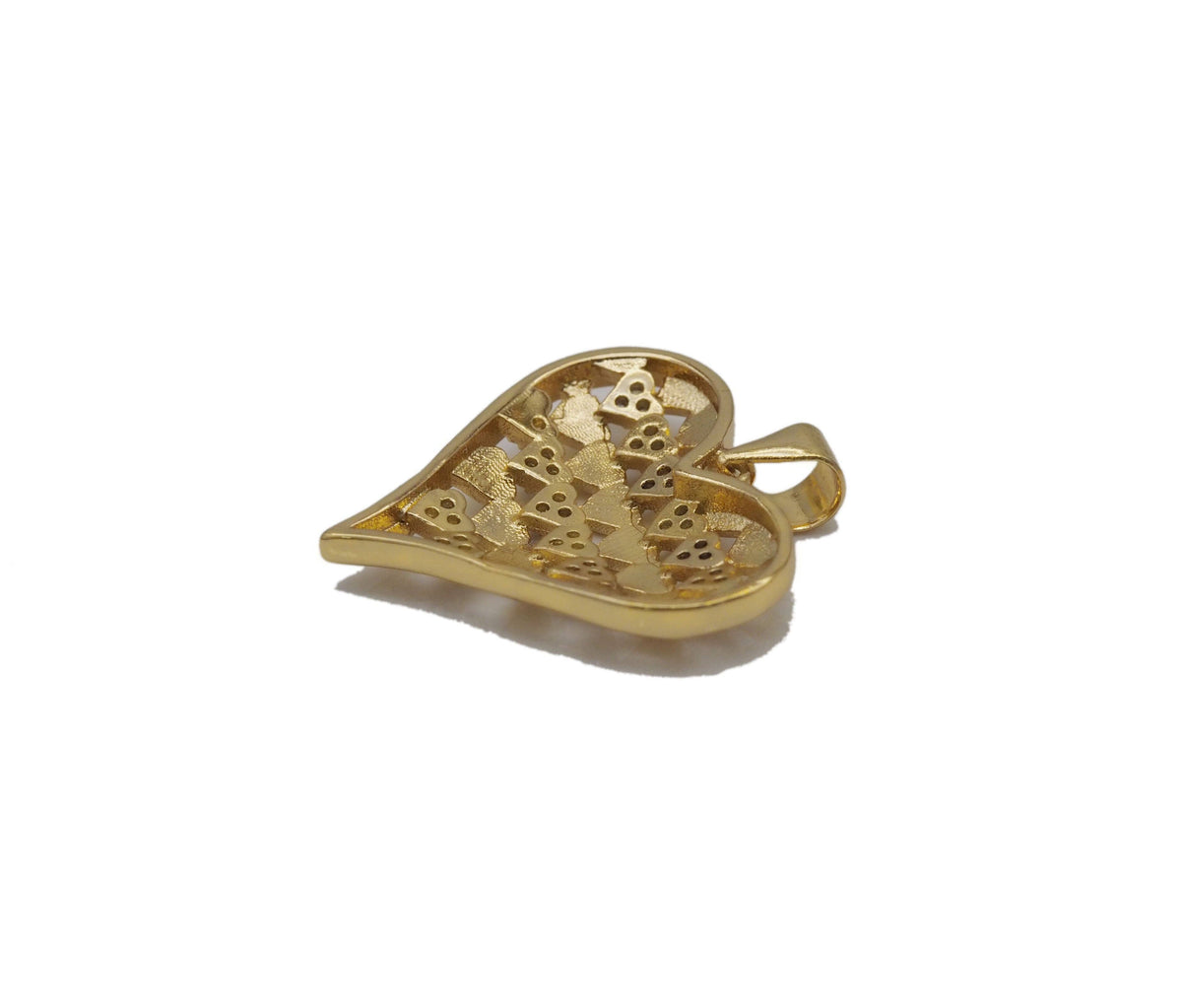 Gold CZ Hollow Fav Heart Charm, Sku#JL132