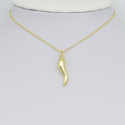Gold Chili Shape Charm Pendant, Sku#LK1063