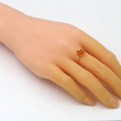 Gold Colorful CZ Flower Adjustable Ring, Sku#JL180