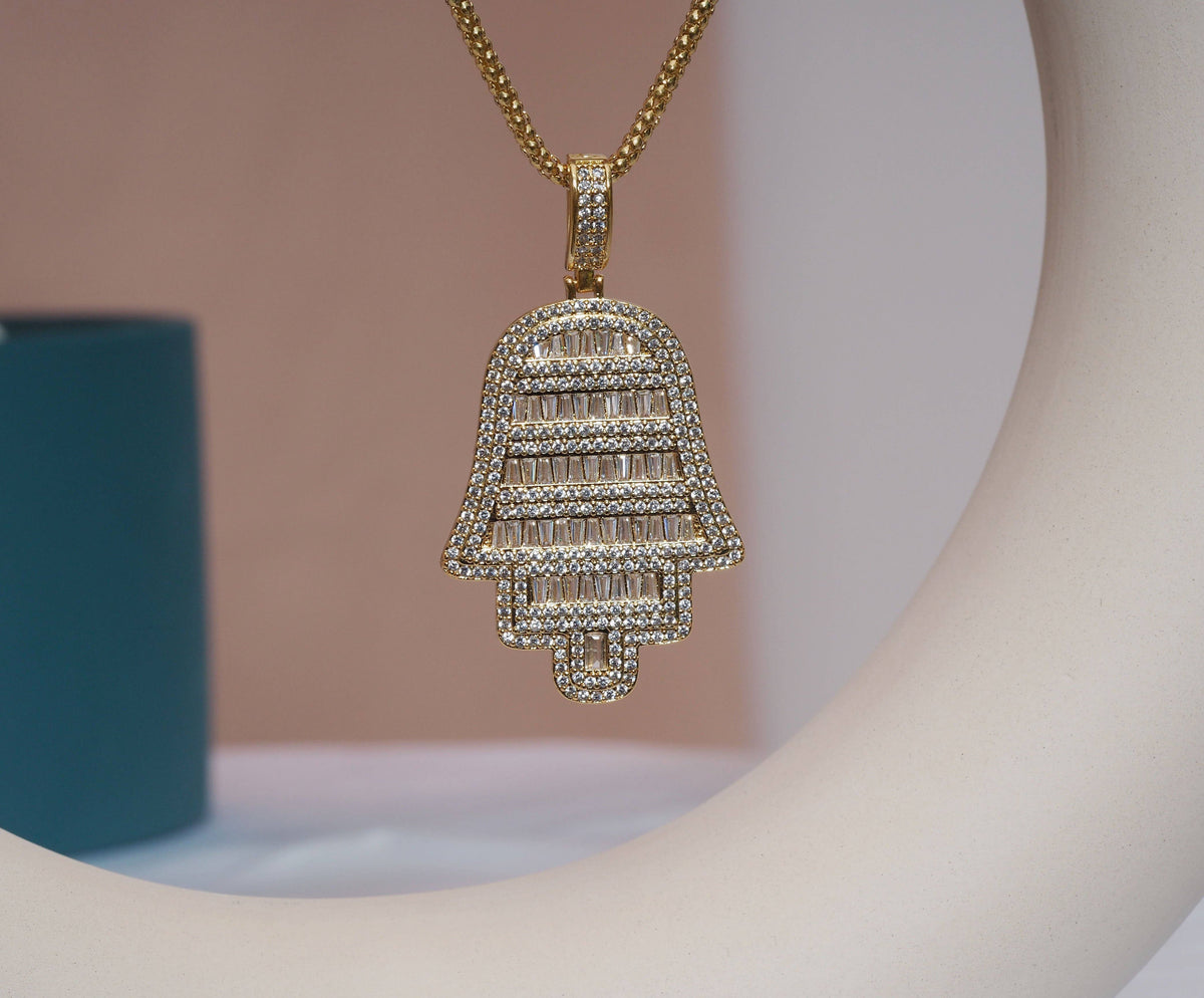 CZ Large Hamsa Hand Charm, Sku#LK621