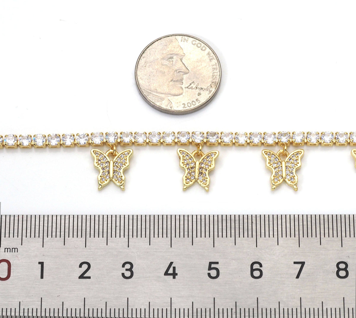Butterfly Tennis Chain Choker Necklace, sku#LD369