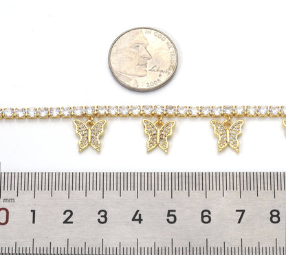 Butterfly Tennis Chain Choker Necklace, sku#LD369