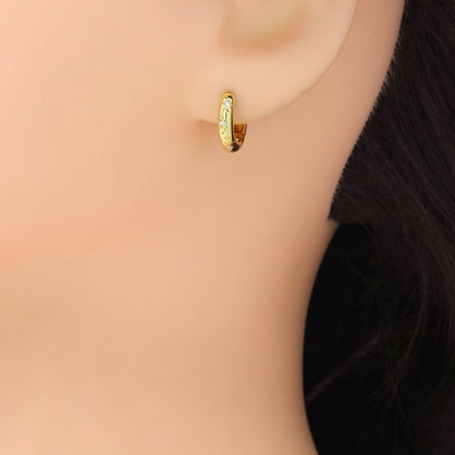 Clear CZ Round Hoop with Star Earrings, Sku#A401