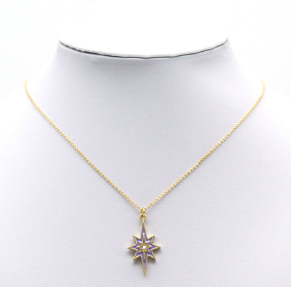 Gold CZ Enamel North Star Charm, Sku#L710