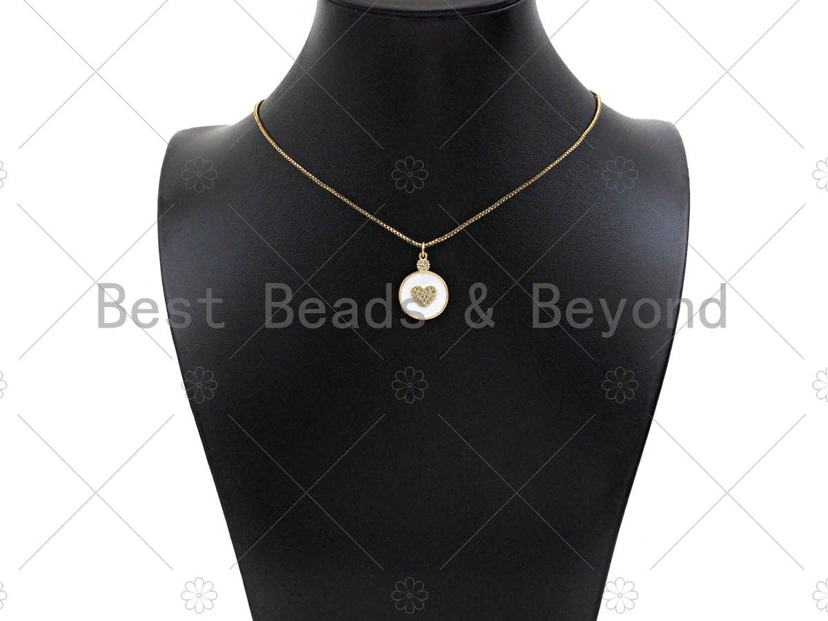 Enamel Colorful Heart On Round Coin Pendant, Sku#L475