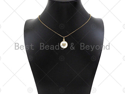 Enamel Colorful Heart On Round Coin Pendant, Sku#L475
