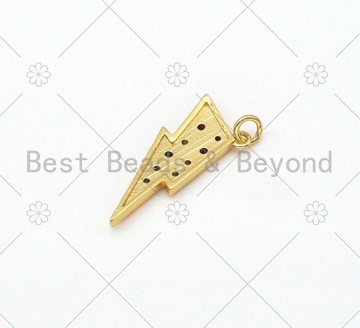 Colorful CZ Enamel Lightning Shape Pendant,18k Gold Filled Colorful Enamel Lightning Charm,Enamel Jewelry, 29x10mm,Sku#L595