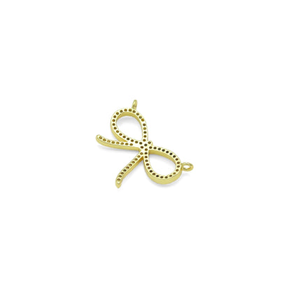 Clear CZ  Gold Bow knot Connector Charm Pendant, Sku#LK1020