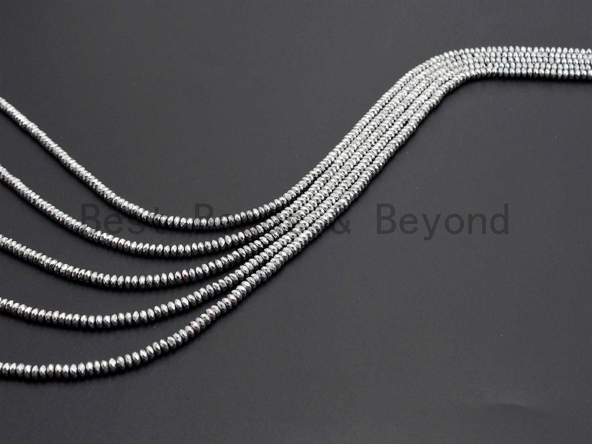 Quality Natural Silver Hematite beads,Rondelle Faceted Beads, Sku#S116
