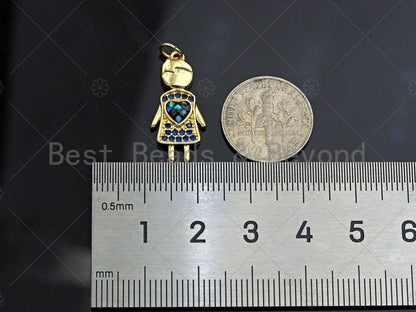 Girl With Pink Heart Pendant/Charm, Abalone Mother-of-pearl, SKU#LK66