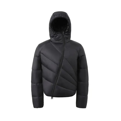 Mens Winter Thickened Warm Loose-Fit Coat With Diagonal Zipper