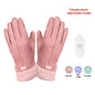 Winter Women's USB Heating Waterproof Suede Finger Gloves