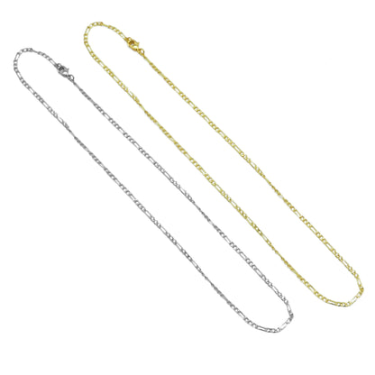 Flate Gold Figaro Chain Adjustable Necklace, Sku#LD593/JD04