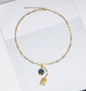 Personalized Blue Constellation Drop Coin Necklace, Sku#CL27