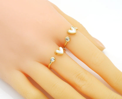 Gold Pearl Heart Dot Adjustable Ring, Sku#X372