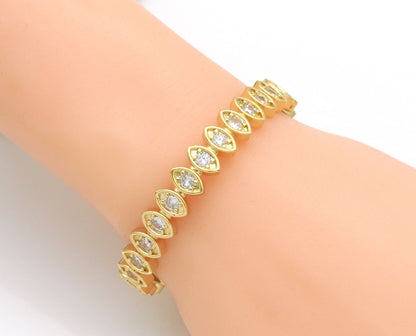 CZ Evil Eye Gold Adjustable Bracelet, Sku#X371