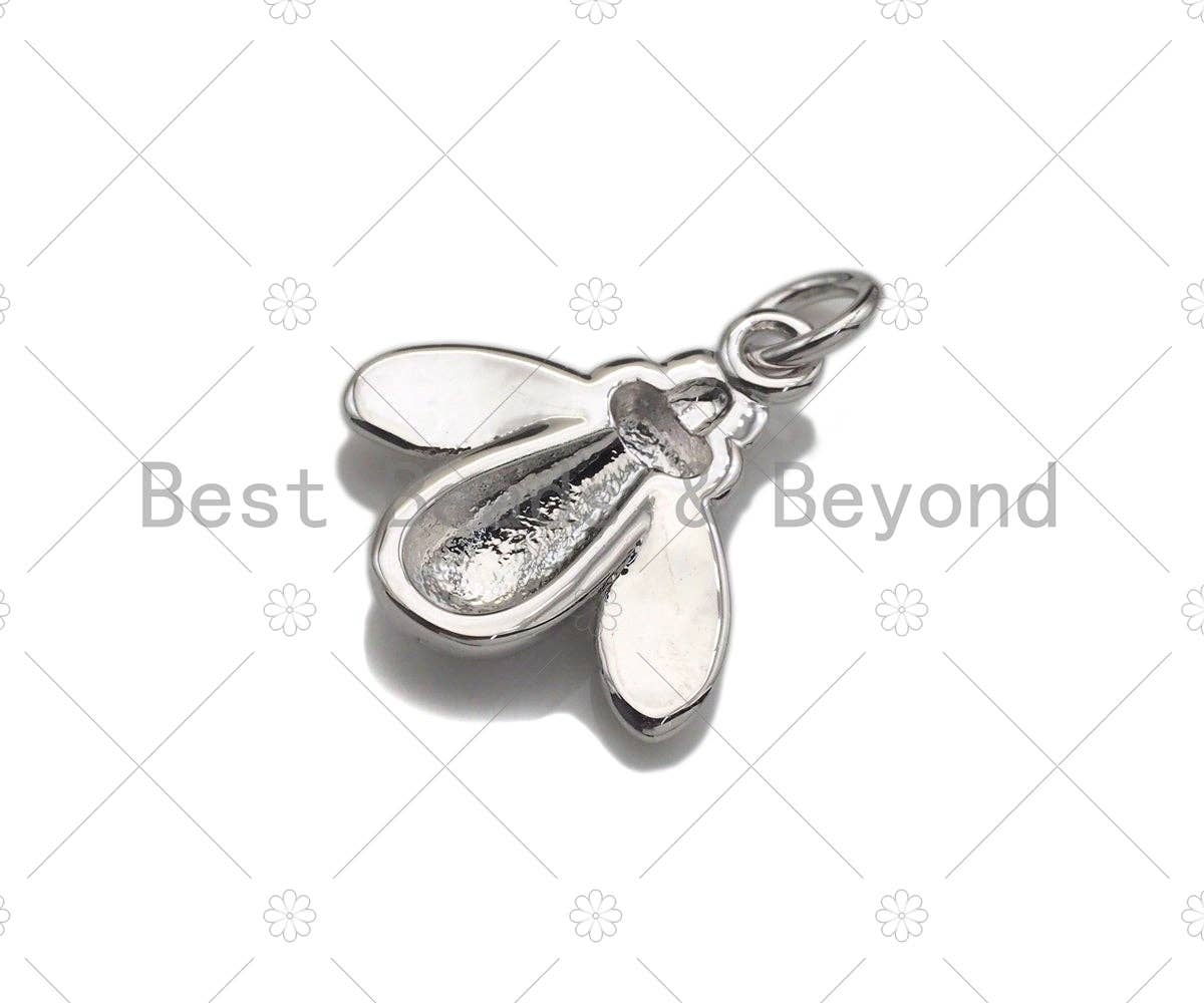 Bee Shape Pendant/Charm, Bee Cubic Zirconia Pendant, Silver/Gold Tone,15x16mm,Sku#L317