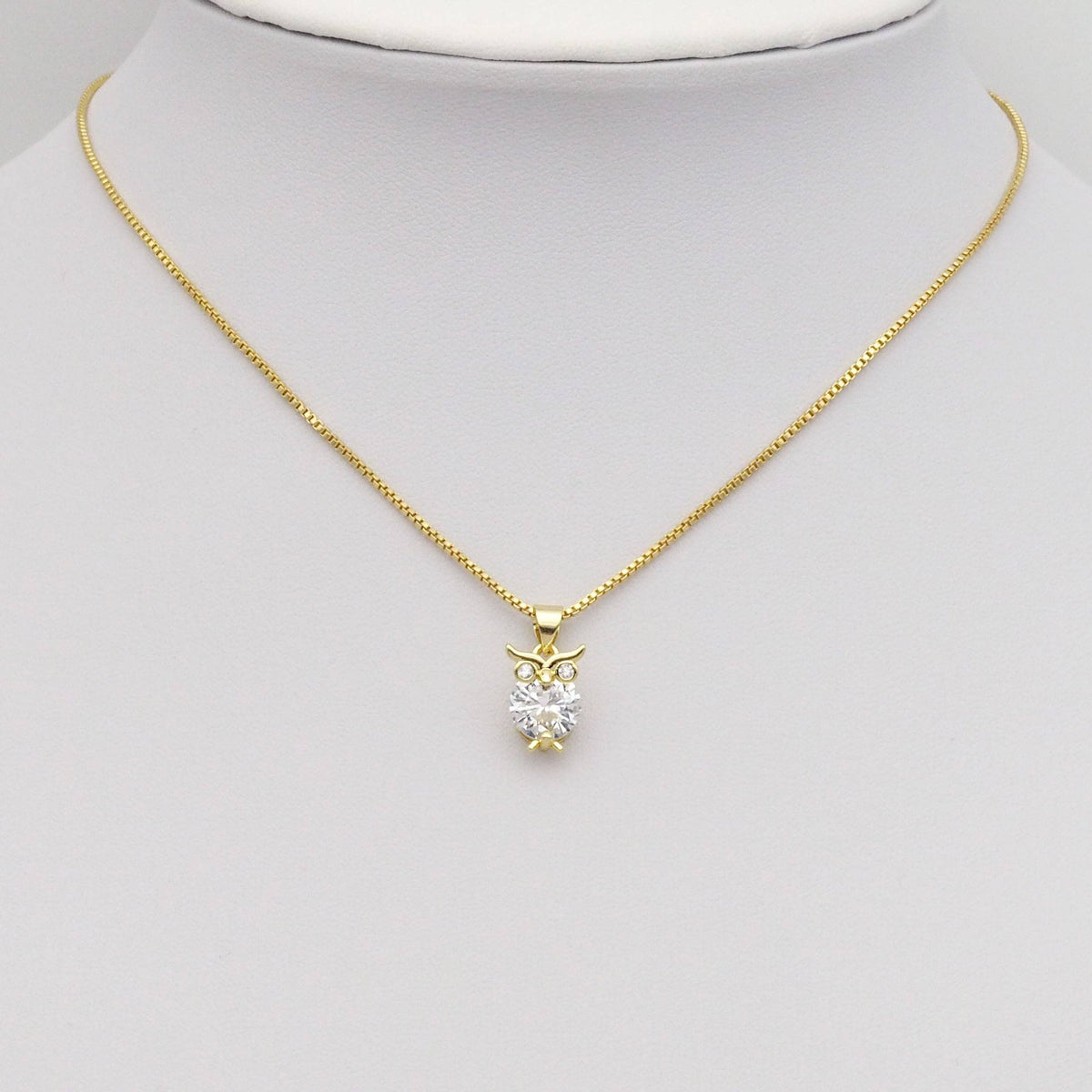 Gold Big Clear CZ Owl Charm, Sku#LK866