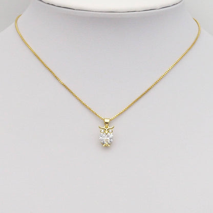Gold Big Clear CZ Owl Charm, Sku#LK866