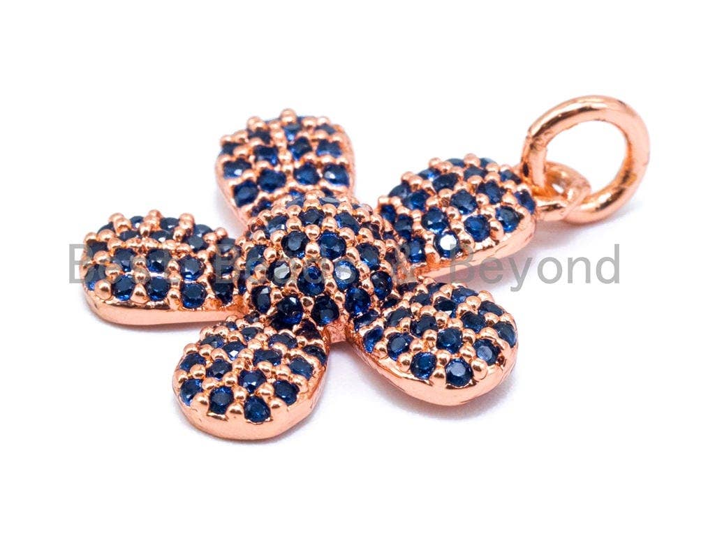 16mm CZ Cobalt Blue Micro Pave Daisy Flower Pendant,sku#L84