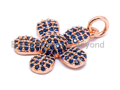 16mm CZ Cobalt Blue Micro Pave Daisy Flower Pendant,sku#L84