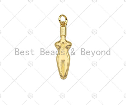 18K Dainty Gold Female Body Pendant,Female Empowerment Charm, Necklace Bracelet Charm Pendant,8x27mm, Sku#LK267