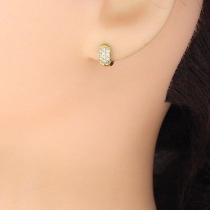 Gold Silver CZ Small Hoop Earrings, Sku#A476