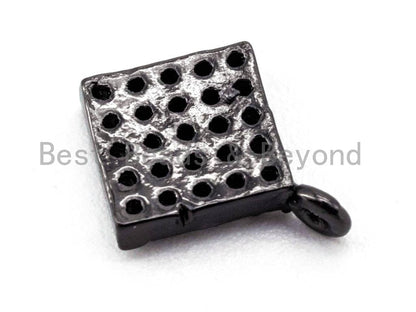 1PC/2PCS CZ Clear Micro Pave 8x10mm Diamond Shaped Charm for Bracelet, Gold/Rose Gold/Silver/Gunmetal plated, Pave Dangle Charms,Sku#B65