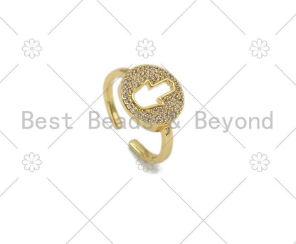 CZ Hamsa Hand On Coin Shape Adjustable Ring, Sku#X217