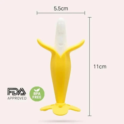 Baby Teether Toys Toddle Safe Banana Teething Ring Silicone Chew Dental Care Toothbrush Nursing Beads Gift For Infant