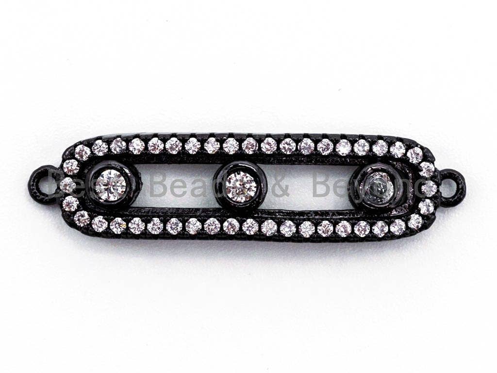 CZ Micro Pave Oval Bar with Movable CZ Beads Connector, sku#E350C