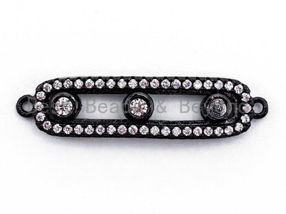 CZ Micro Pave Oval Bar with Movable CZ Beads Connector, sku#E350C