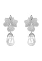 Baroque Pearl Flower Drop Earrings | Wedding Sterling Silver - Femstylo