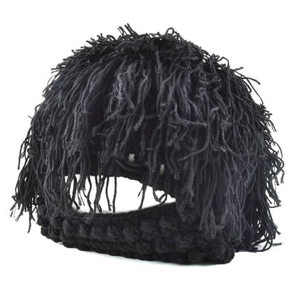 Creative Knitted Ski Hat With A Wig Beard