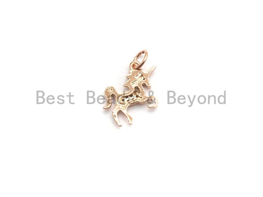 CZ Micro Pave Small Unicorn Pendant Charms for Necklace/Bracelet, Cubic Zirconia Pendant, Kids Jewelry Charm, 12x14mm, sku#Y196