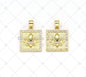 CZ Micro Pave Embossment Flower On Square Shape Pendant, 18K Gold Filled CZ Charm, Necklace Bracelet Charm Pendant,mm,Sku#LK498