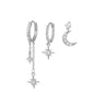 Multi Sets of Chic Star&Moon Earrings, 3-6pcs, 18k Gold Plated Stud Drop Hoop Huggie Cuff Chain, S925 Needle