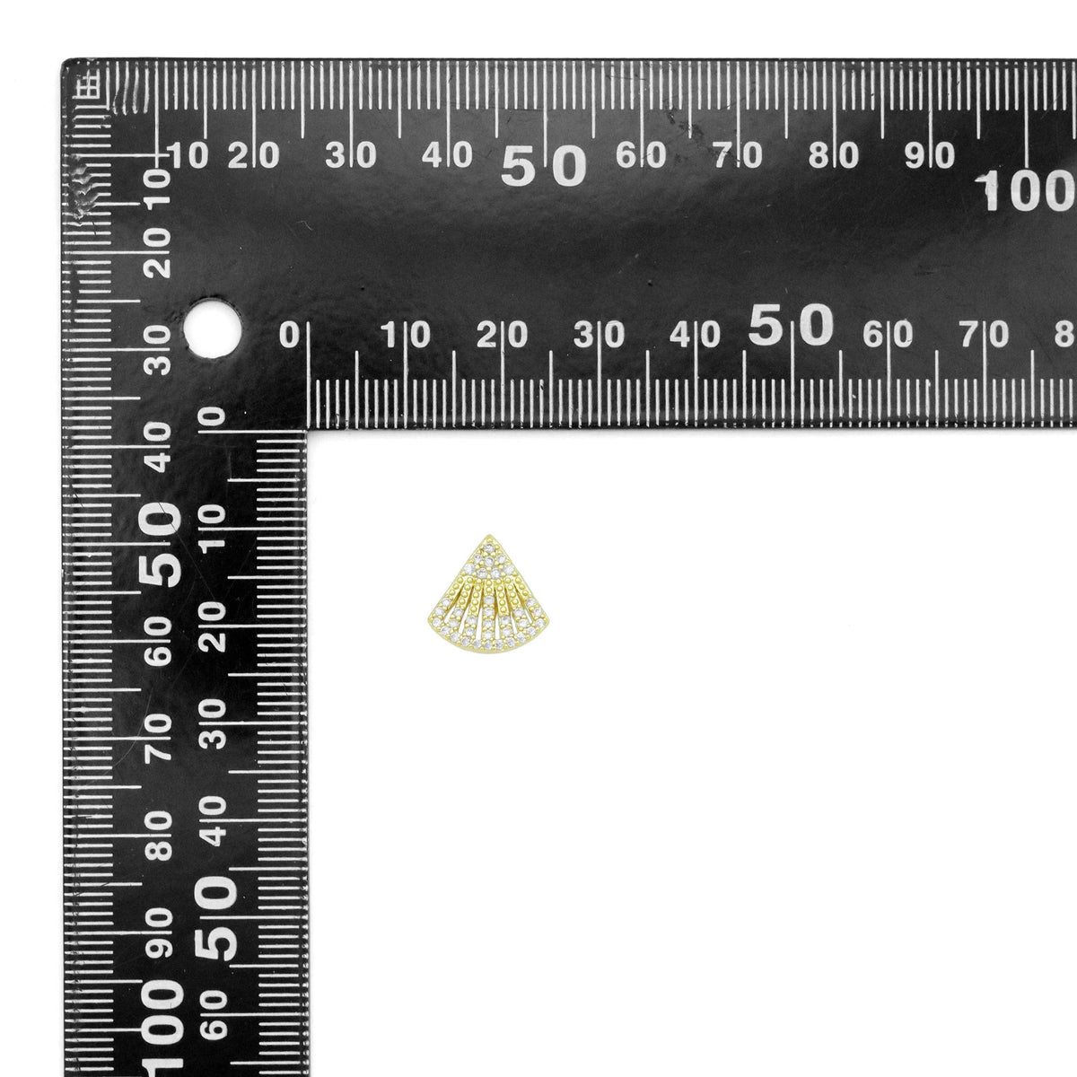 Clear CZ Fan Shape Stud Earrings, Sku#A417