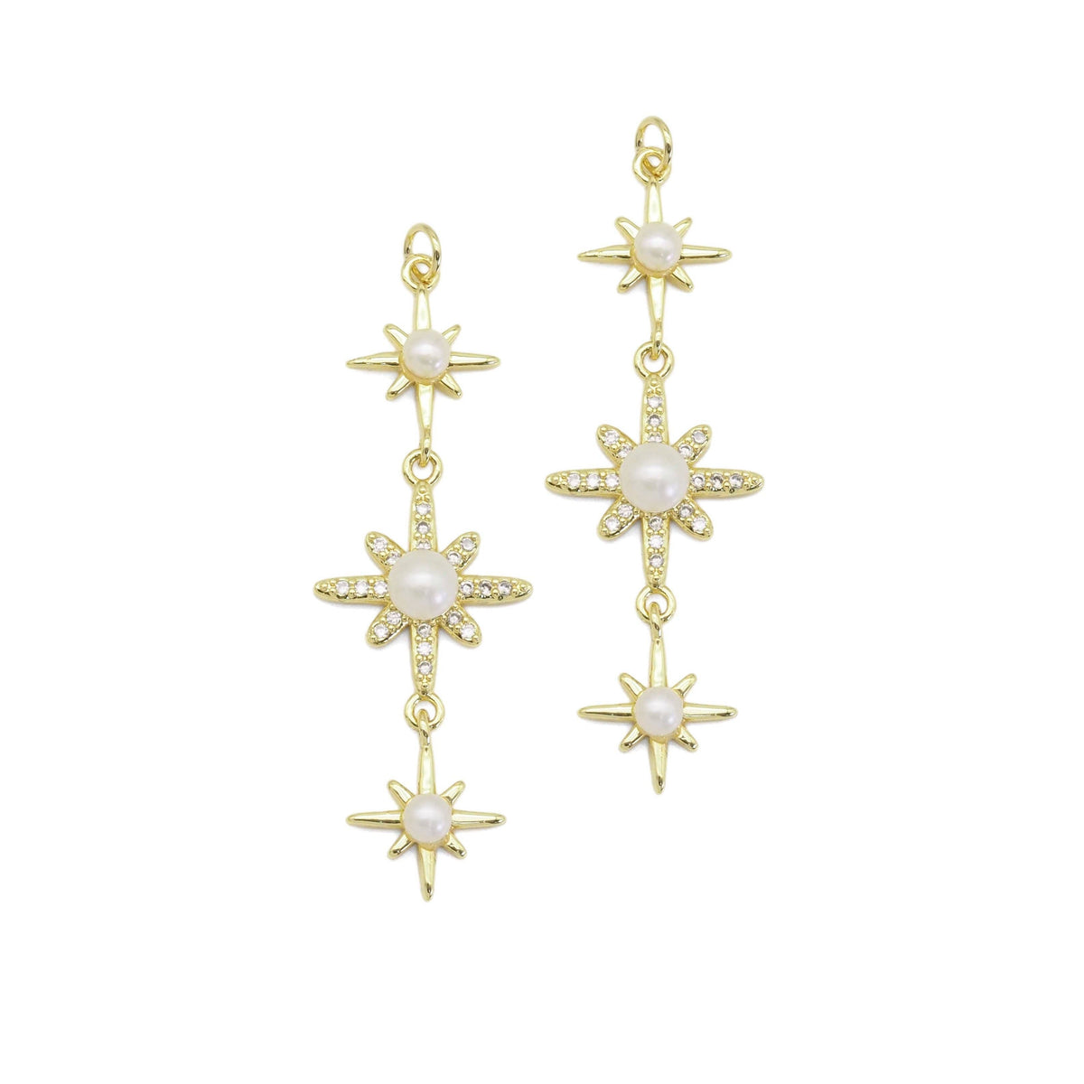 Clear CZ Pearl North Star Charm, Sku#LD512