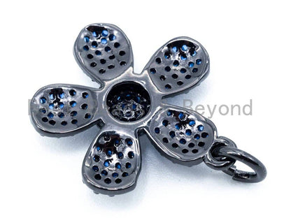 16mm CZ Cobalt Blue Micro Pave Daisy Flower Pendant,sku#L84