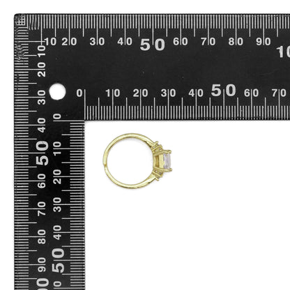 Gold Clear Rectangle CZ Adjustable Ring, Sku#A117