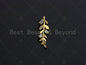 18K Gold  CZ Pave Leaf Pendant, Gold Leaf Pendant, Gold plated Leaf, 9x30mm, Sku#LK27