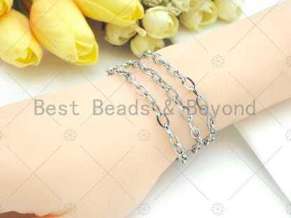 5x8mm Stainless Steel Rectangular Chain by Yard, Silver Unfinished Jewelry Chains, Wholesale Chain, Non-tarnishing Chain, sku#A105