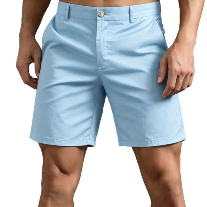 Straight-leg Slim-fit Ice-silk Capri Pants Plus-size Solid-color Mens Wear