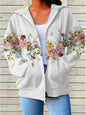 Womens Fashionable Casual Printed Zip-Up Hoodie