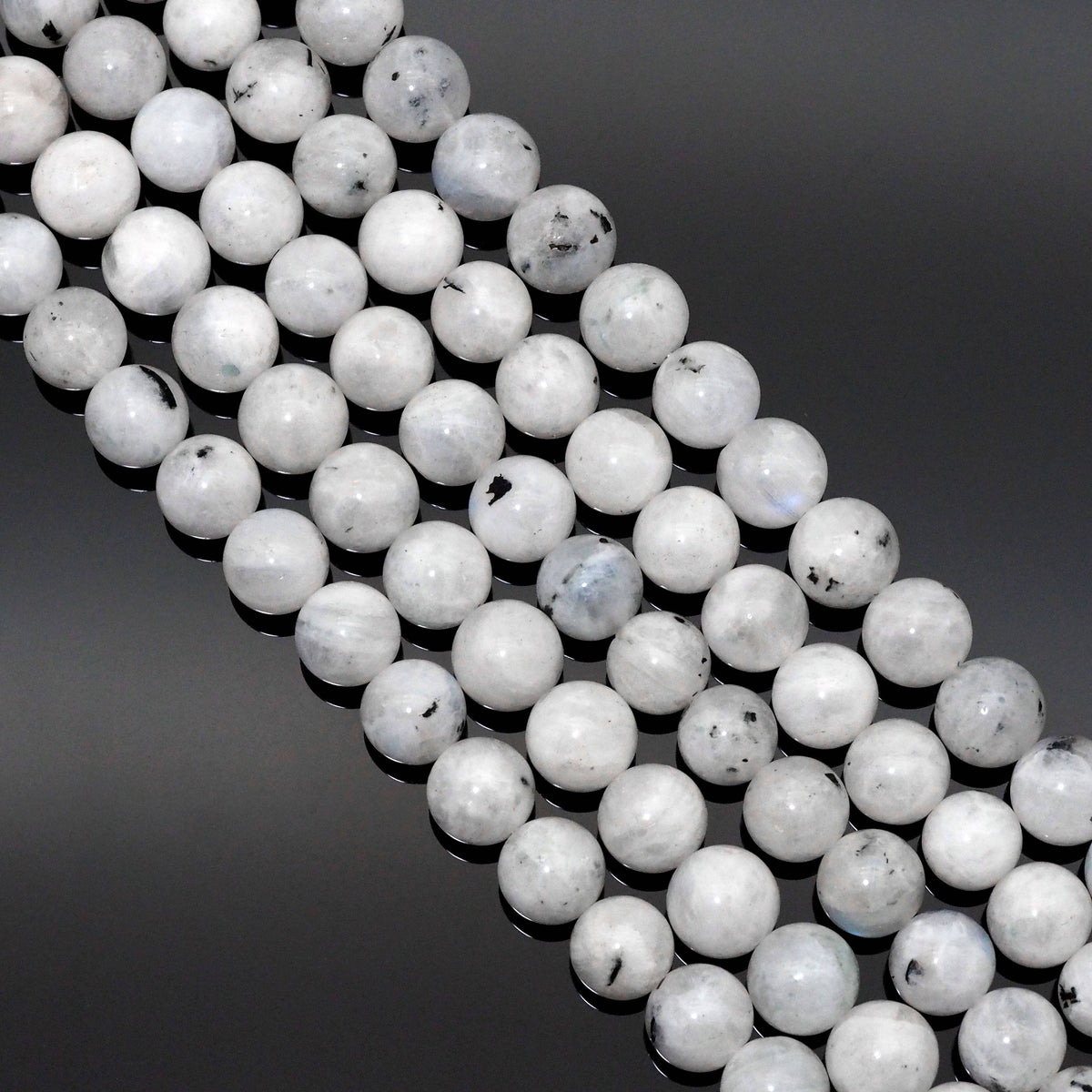 Genuine Tourmalated Blue Moonstone, 6mm/8mm/10mm Round Smoot