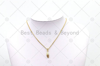 Fuchsia CZ Micro Pave Leaf Shape Pendant, 18K Gold Filled Leaf Charm, Necklace Bracelet Charm Pendant, Sku#LK499